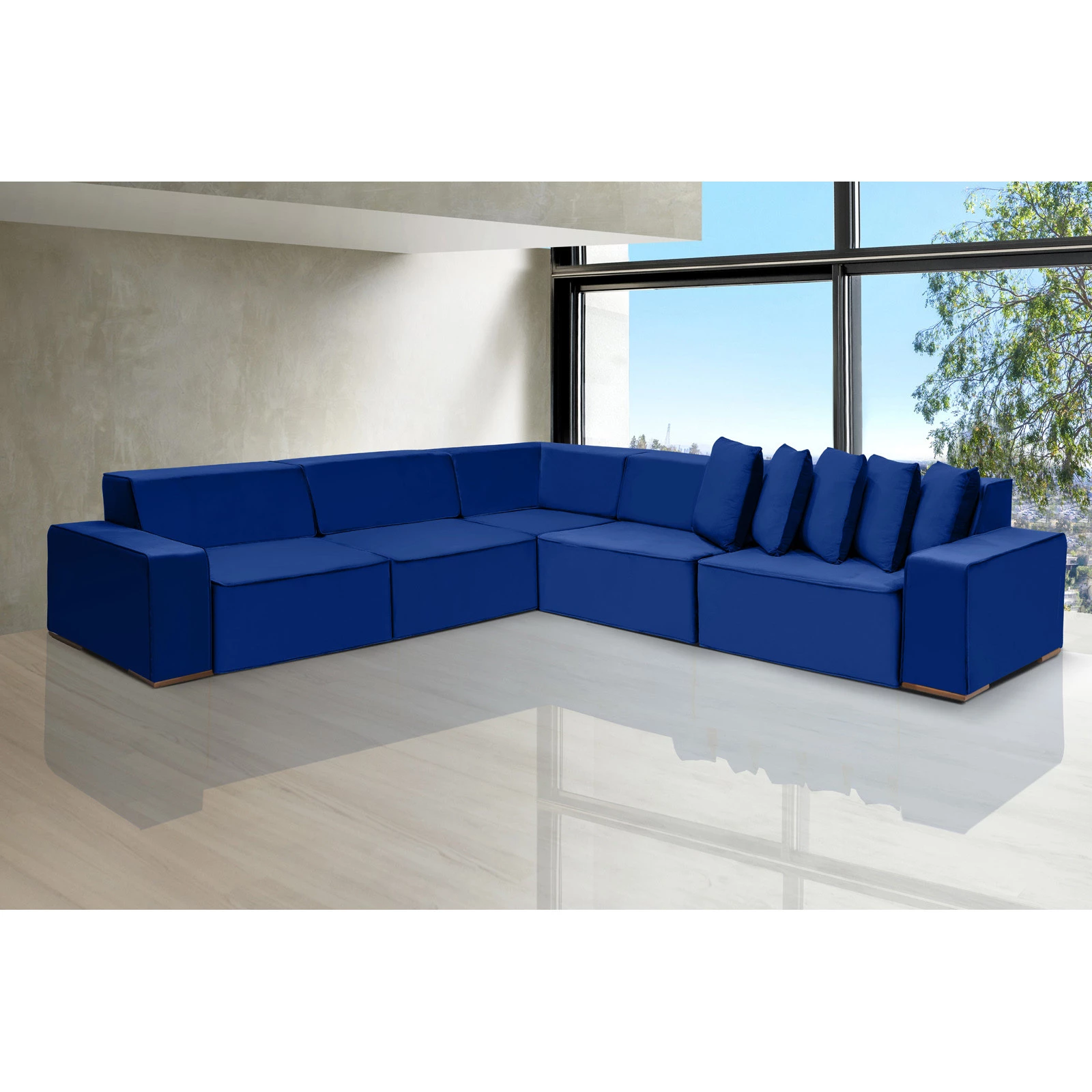 Sofá Dubai 3,32x3,32m de Canto Retrátil - Azul