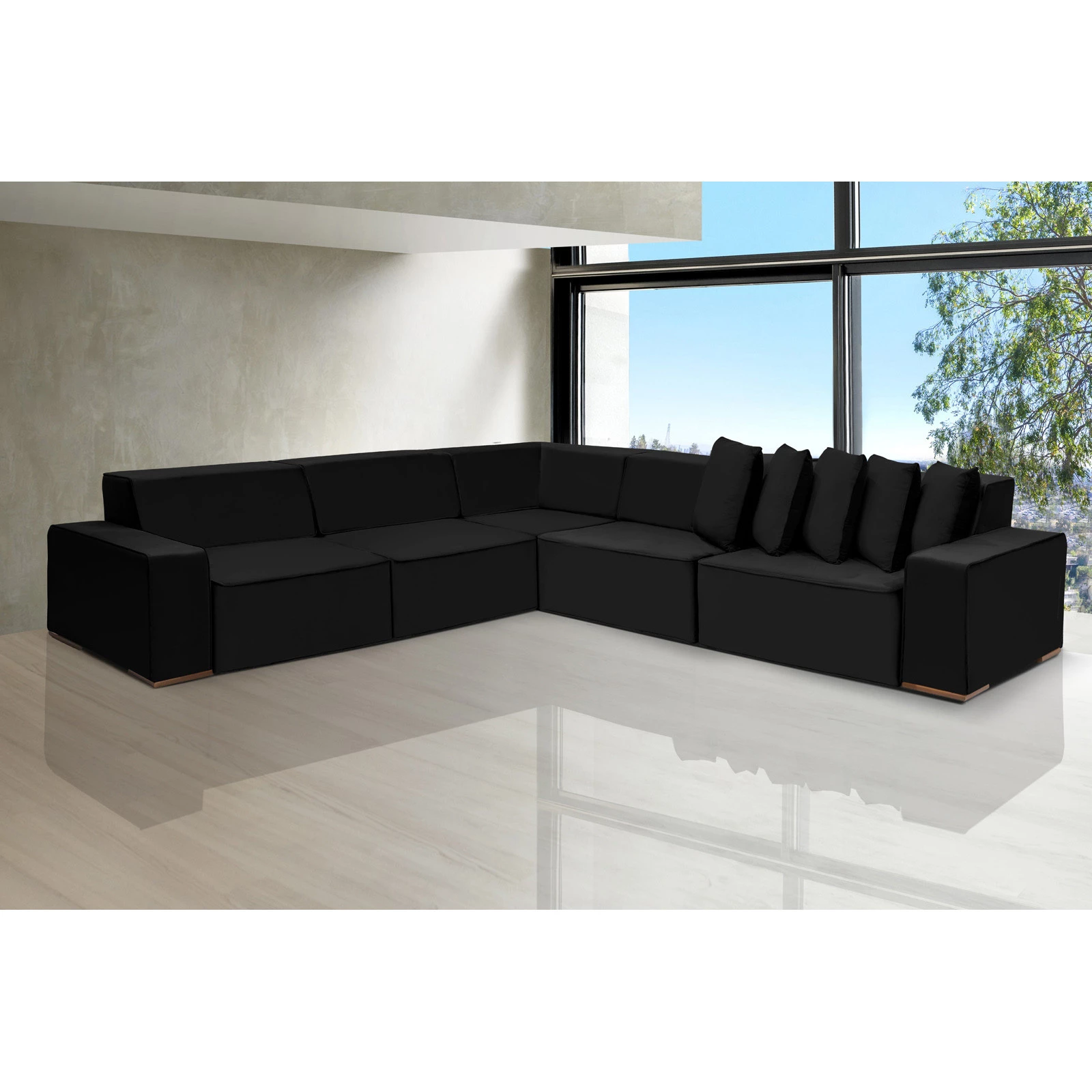 Sofá Dubai 3,32x3,32m de Canto Retrátil - Preto