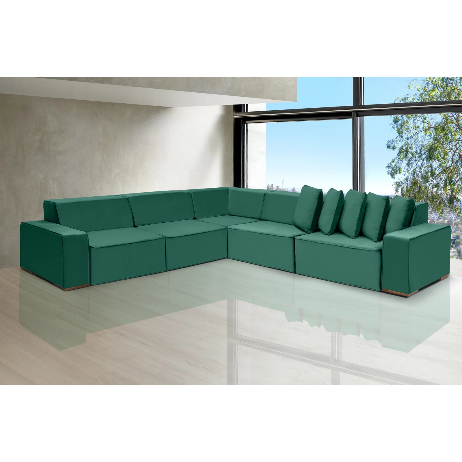 Sofá Dubai 3,32x3,32m de Canto Retrátil - Verde