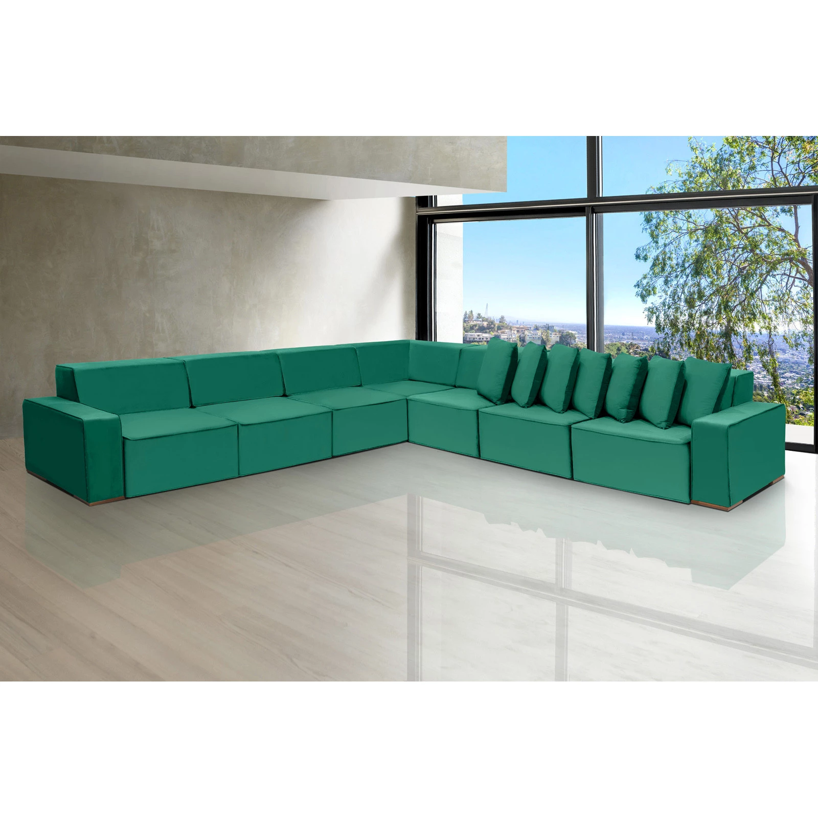 Sofá Dubai 4,57x4,57m de Canto Retrátil - Verde
