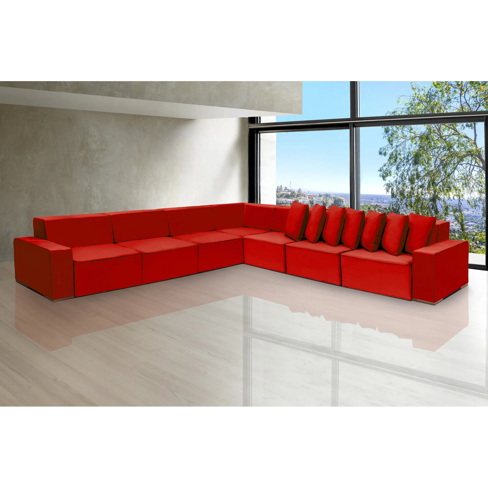 Sofá Dubai 3,97x3,97m de Canto Retrátil - Vermelho