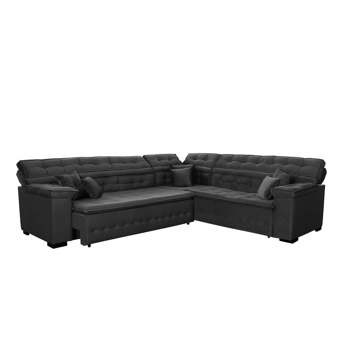 Sofá de Canto Retrátil e Reclinável Magno 2,57x2,37m -preto
