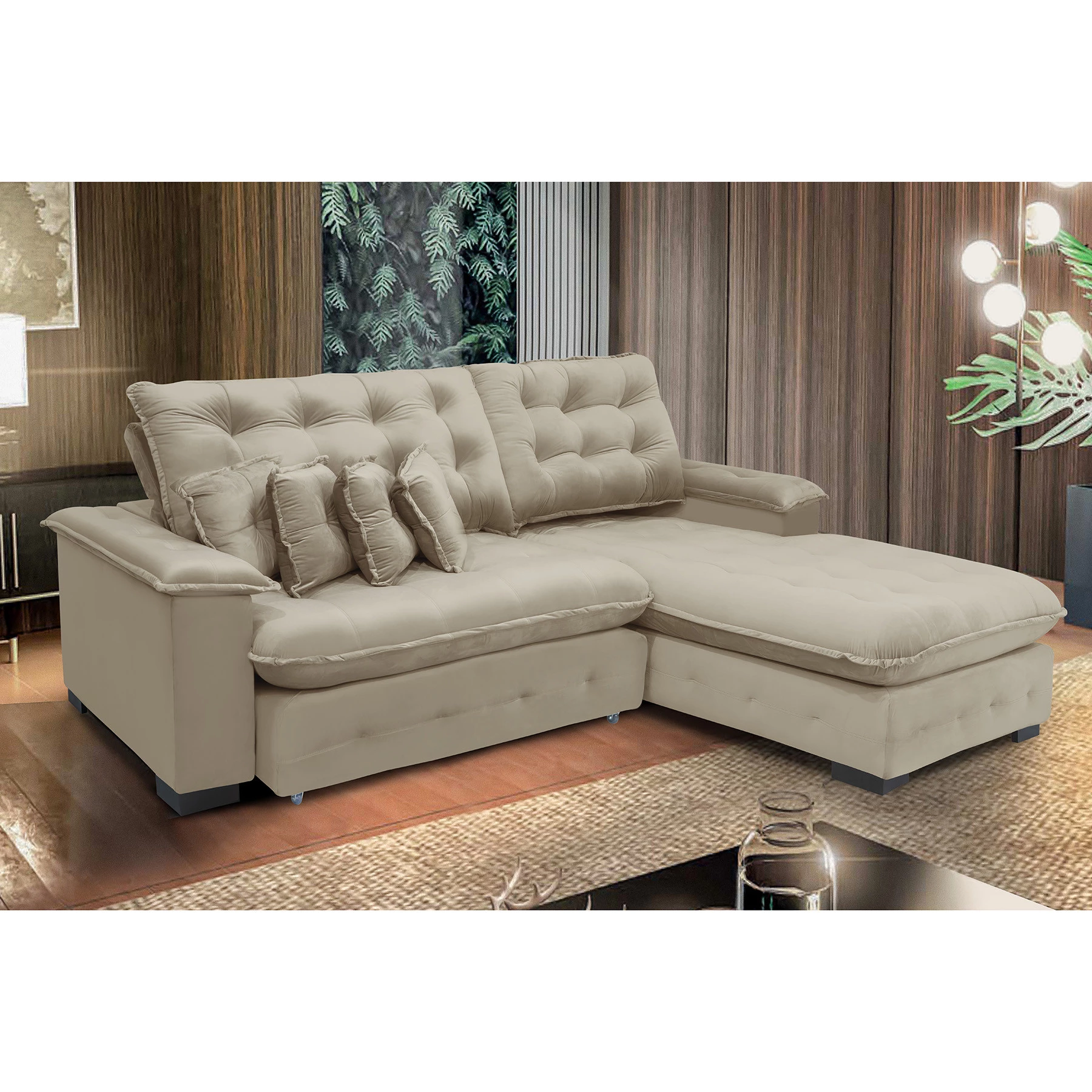 Sofá Berlin 2,65x2,10m com Chaise Super Pillow Top 