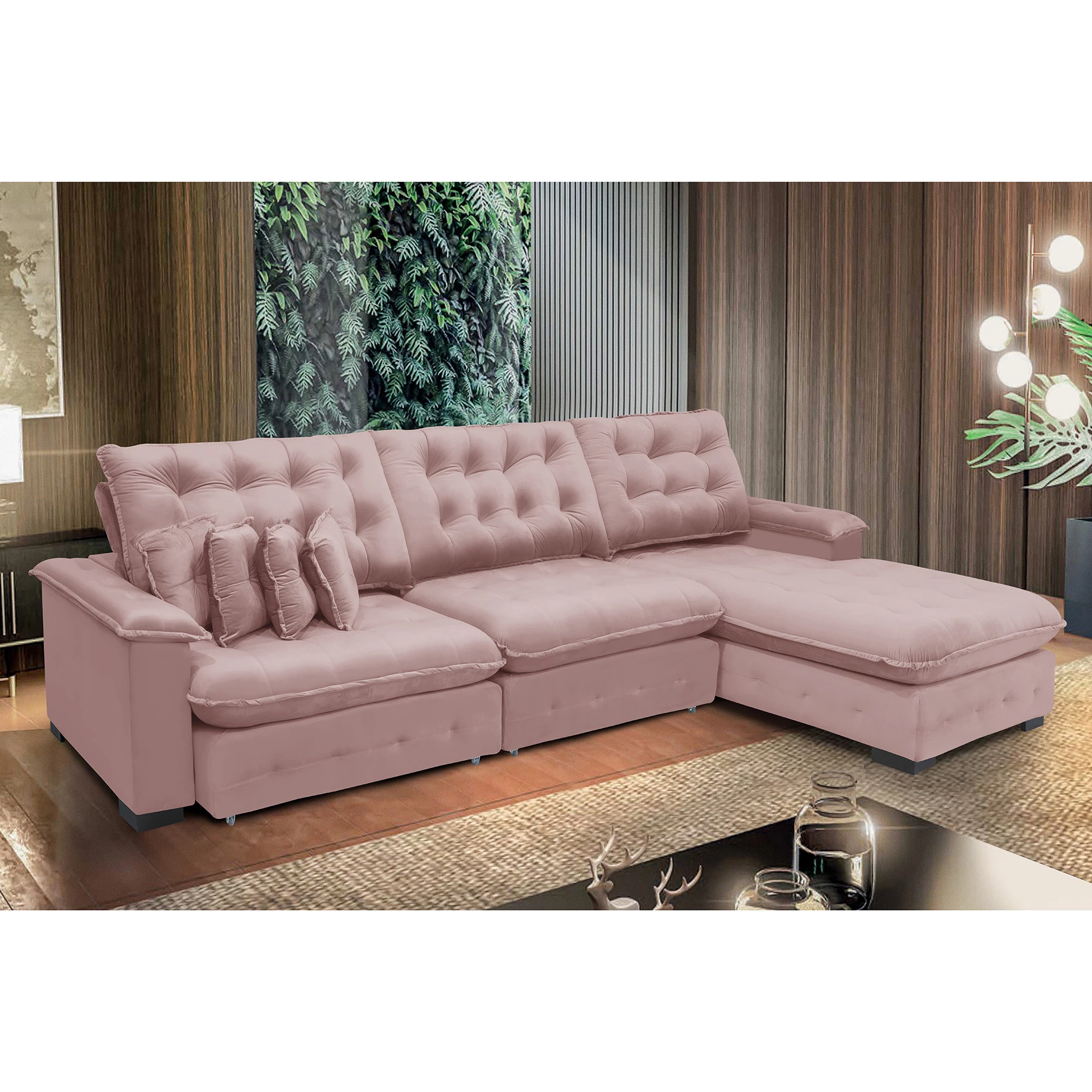 Sofá Berlin 3,85x1,70m com Chaise Super Pillow Top 