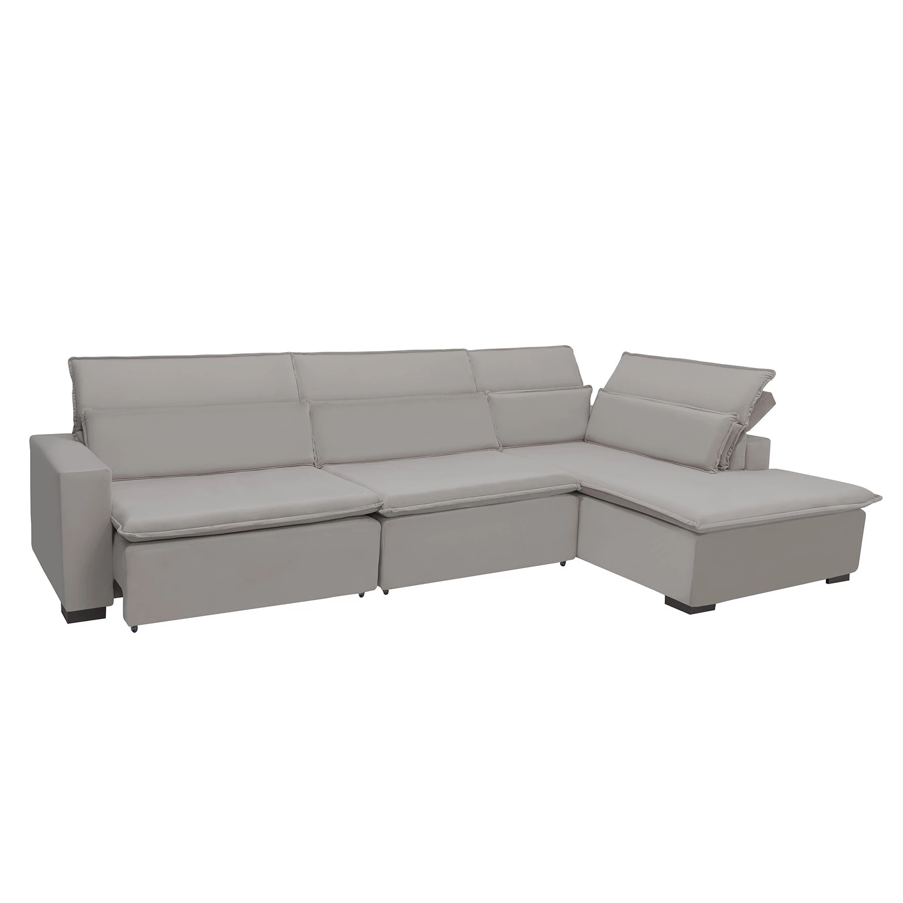 Sofá Istambul 3,80x1,90m Retrátil e Reclinável com Chaise - Avelã