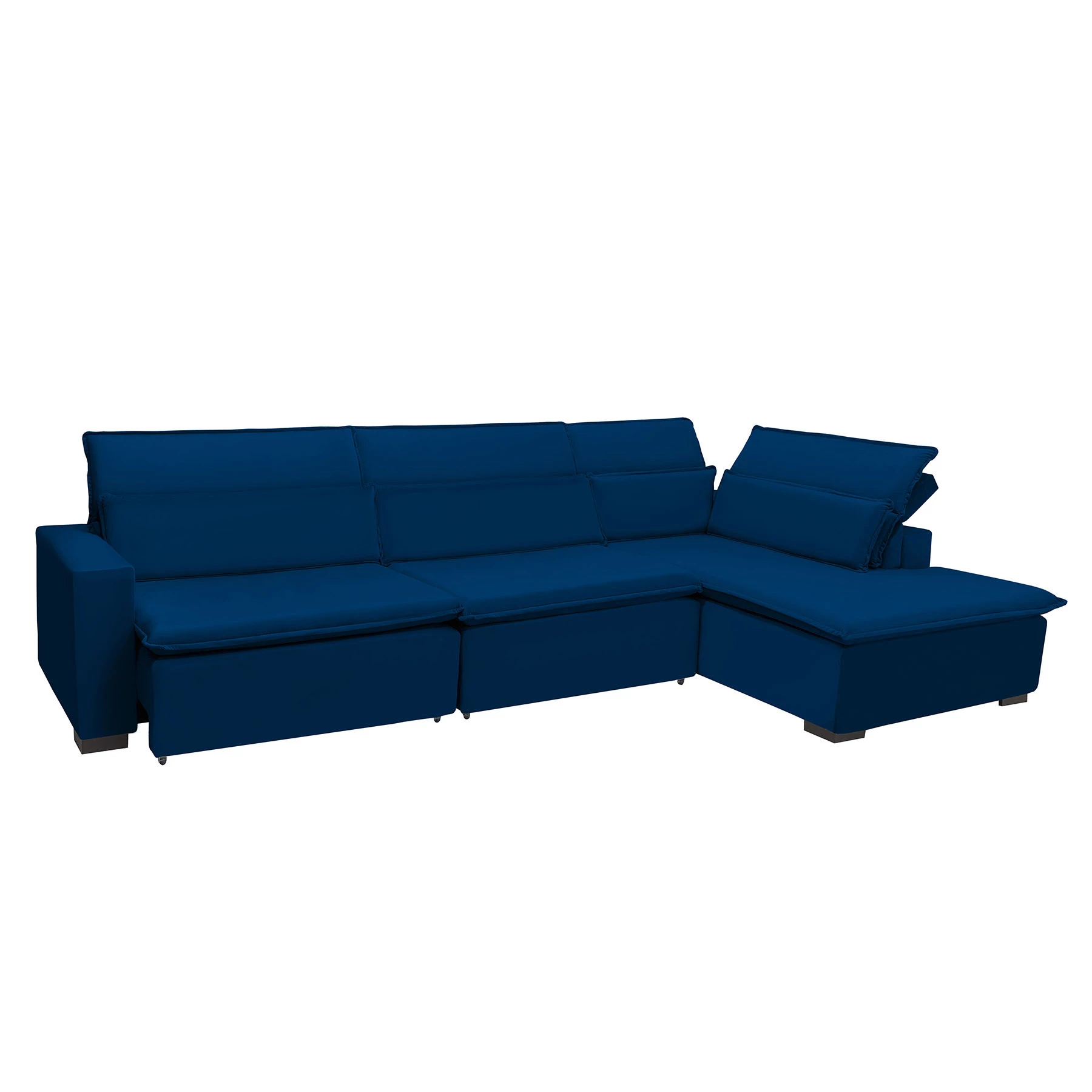 Sofá Istambul 3,80x1,90m Retrátil e Reclinável com Chaise - Azul
