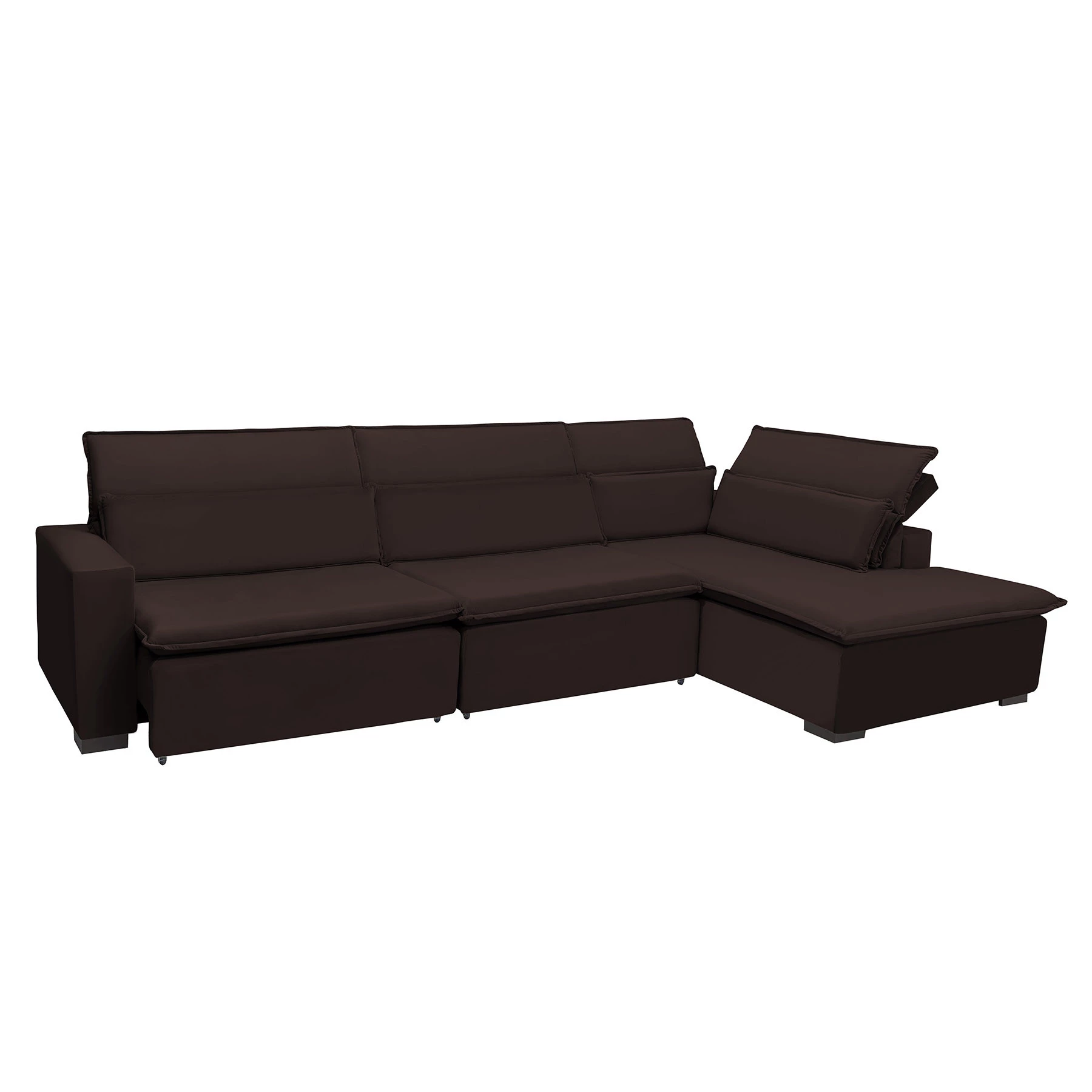 Sofá Istambul 3,80x1,90m Retrátil e Reclinável com Chaise - Marrom