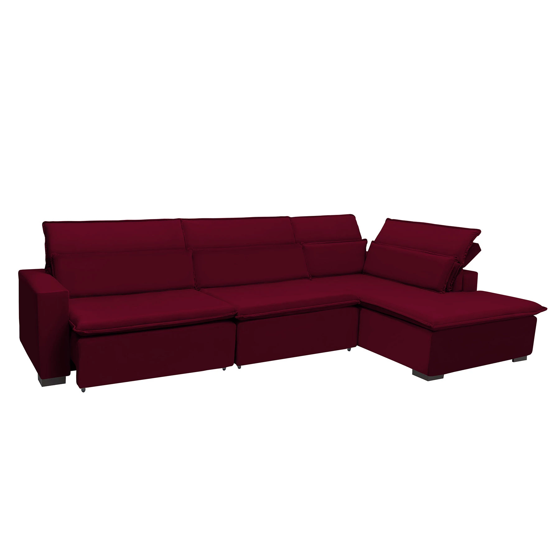 Sofá Istambul 3,80x1,90m Retrátil e Reclinável com Chaise - Vinho