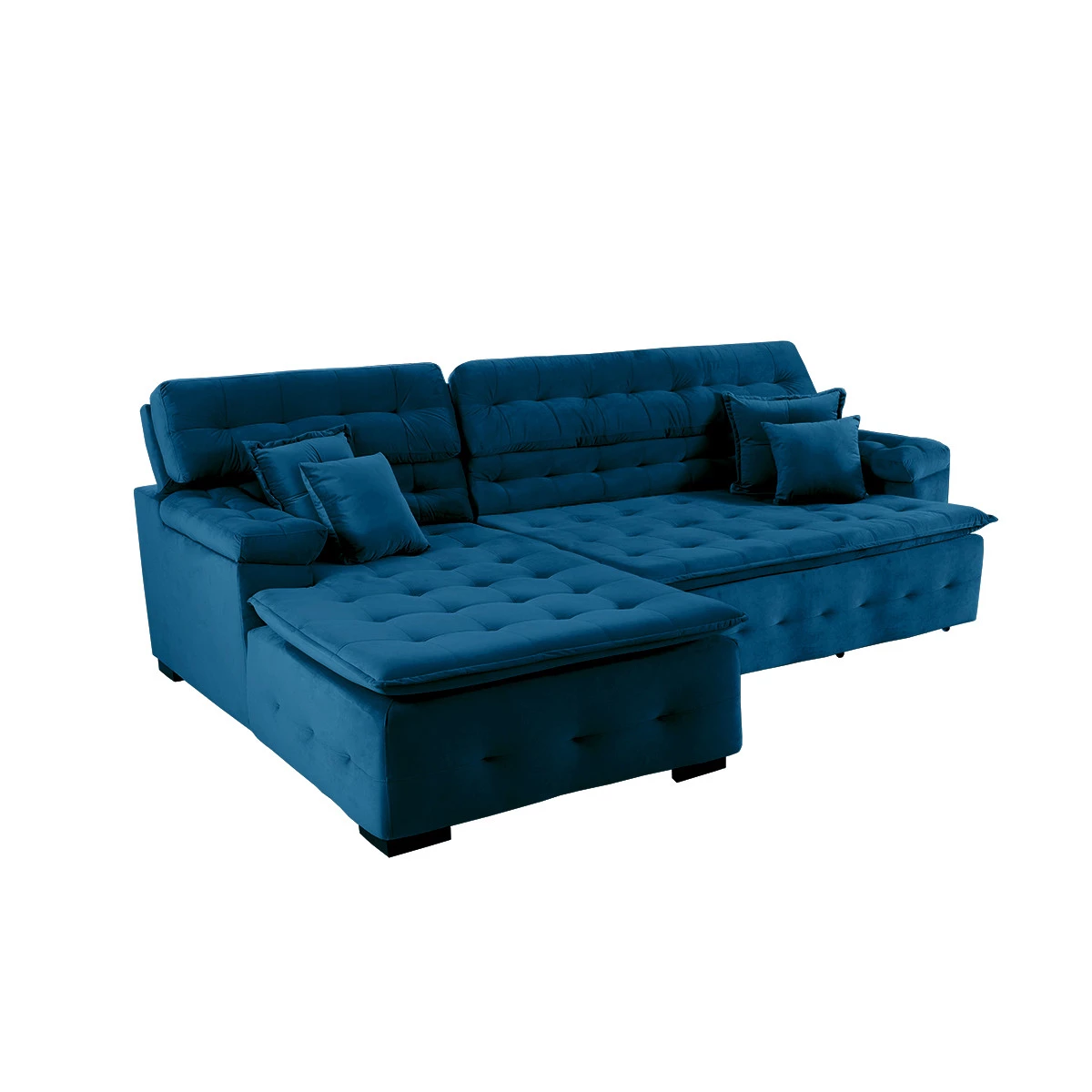 Sofá Retrátil e Reclinável Com Chaise Orlando 2,20x2,10m- Sofisticato-azul