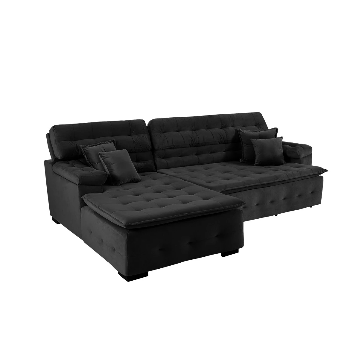 Sofá Retrátil e Reclinável Com Chaise Orlando 2,20x1,50m - Sofisticato-preto