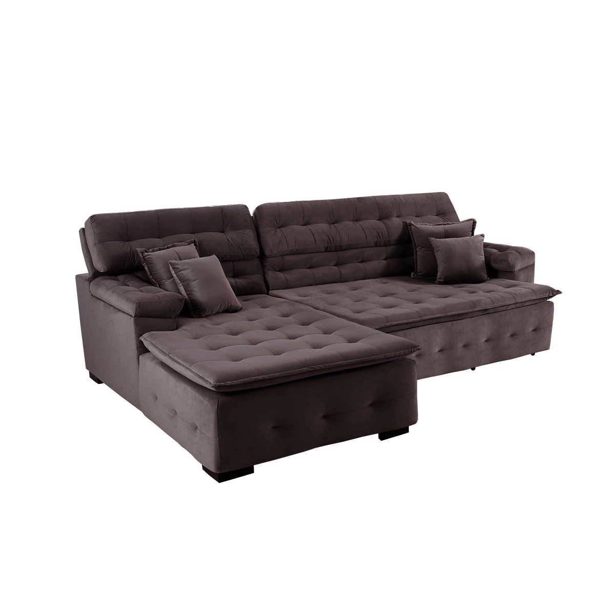 Sofá Retrátil e Reclinável Com Chaise Orlando 2,20x1,50m - Sofisticato-marrom