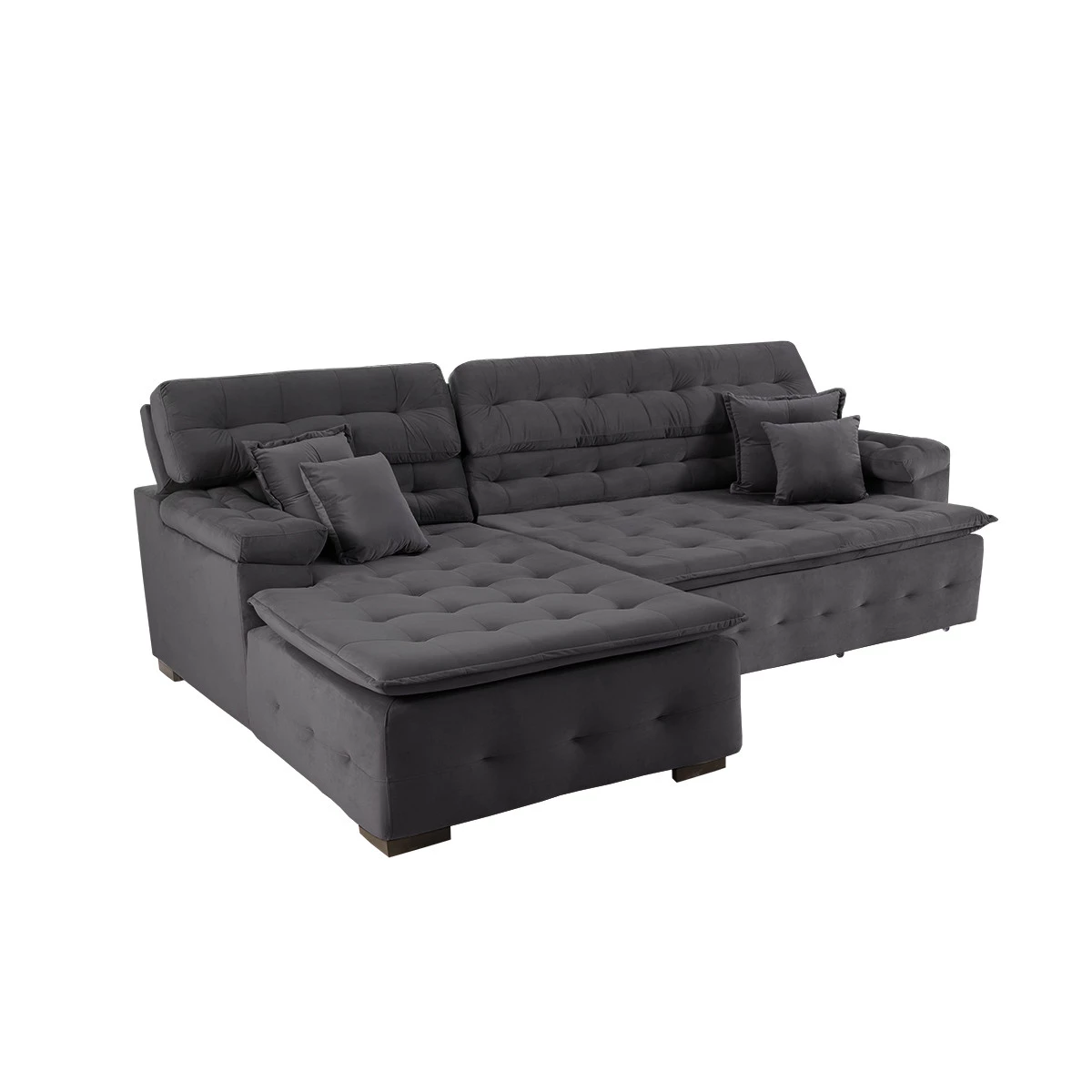 Sofá Retrátil e Reclinável Com Chaise Orlando 2,20x1,50m - Sofisticato-chumbo
