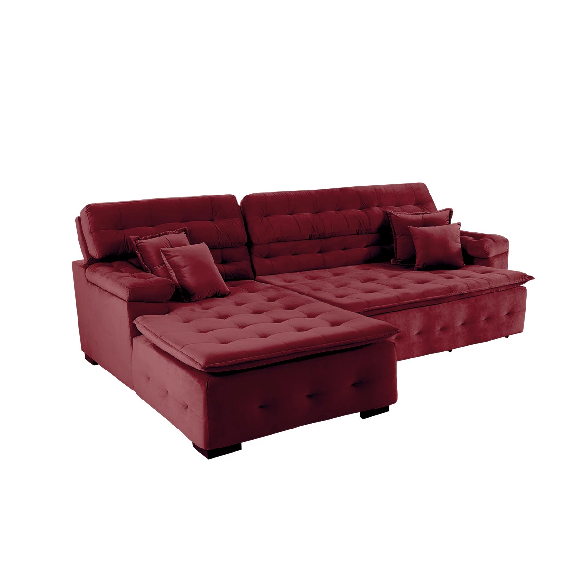 Sofá Retrátil e Reclinável Com Chaise Orlando 2,20x2,10m- Sofisticato-vinho