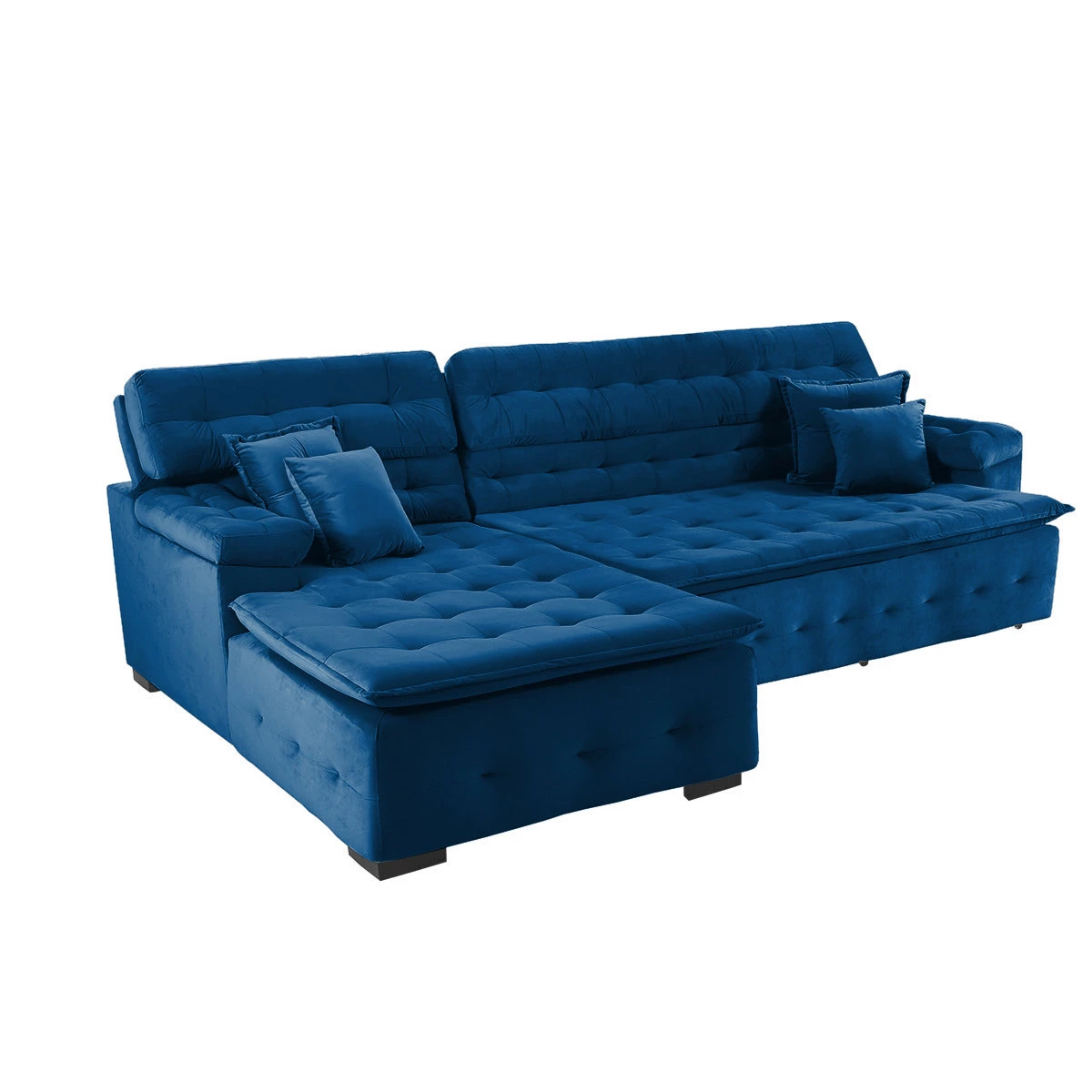 Sofá Orlando 2,40x1,90m com Chaise, Retrátil e Reclinável - Azul