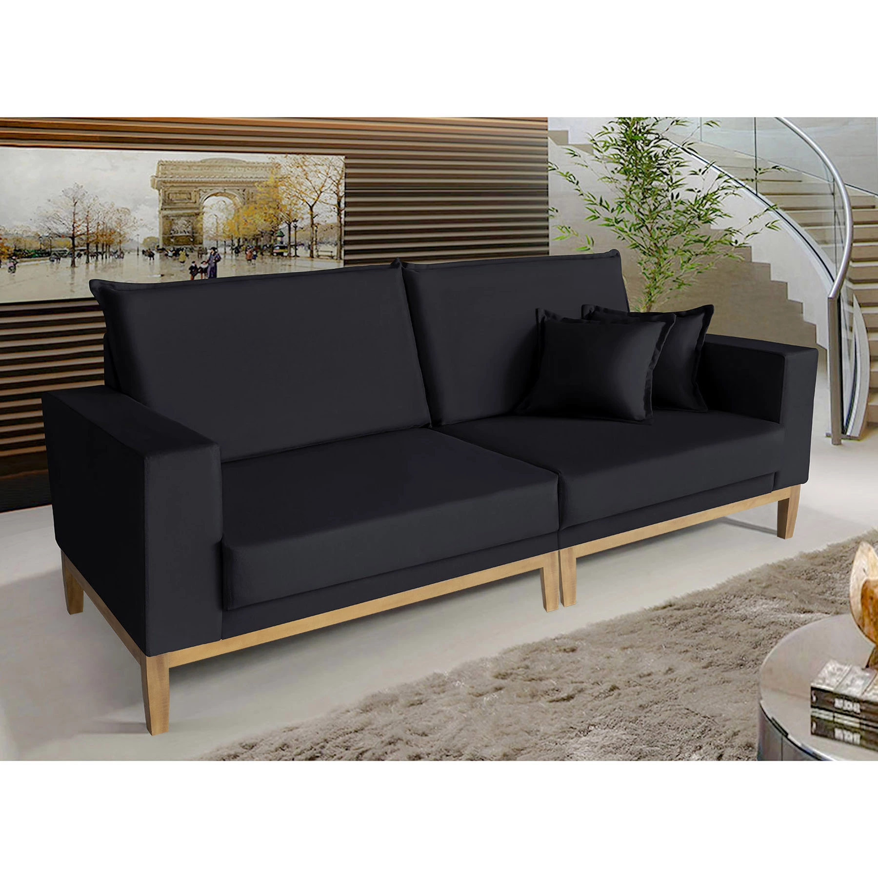 Sofá Ornato Living 2,30m - Preto