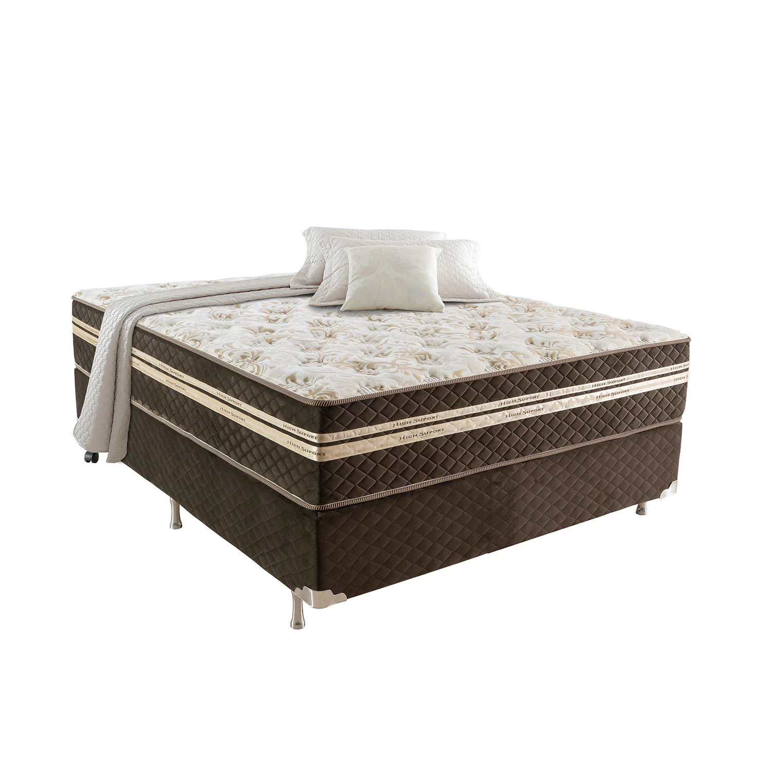 Conjunto Box Ortorelax com Molas, Vibro Massagem e Magnético 1,38x1,88m Casal