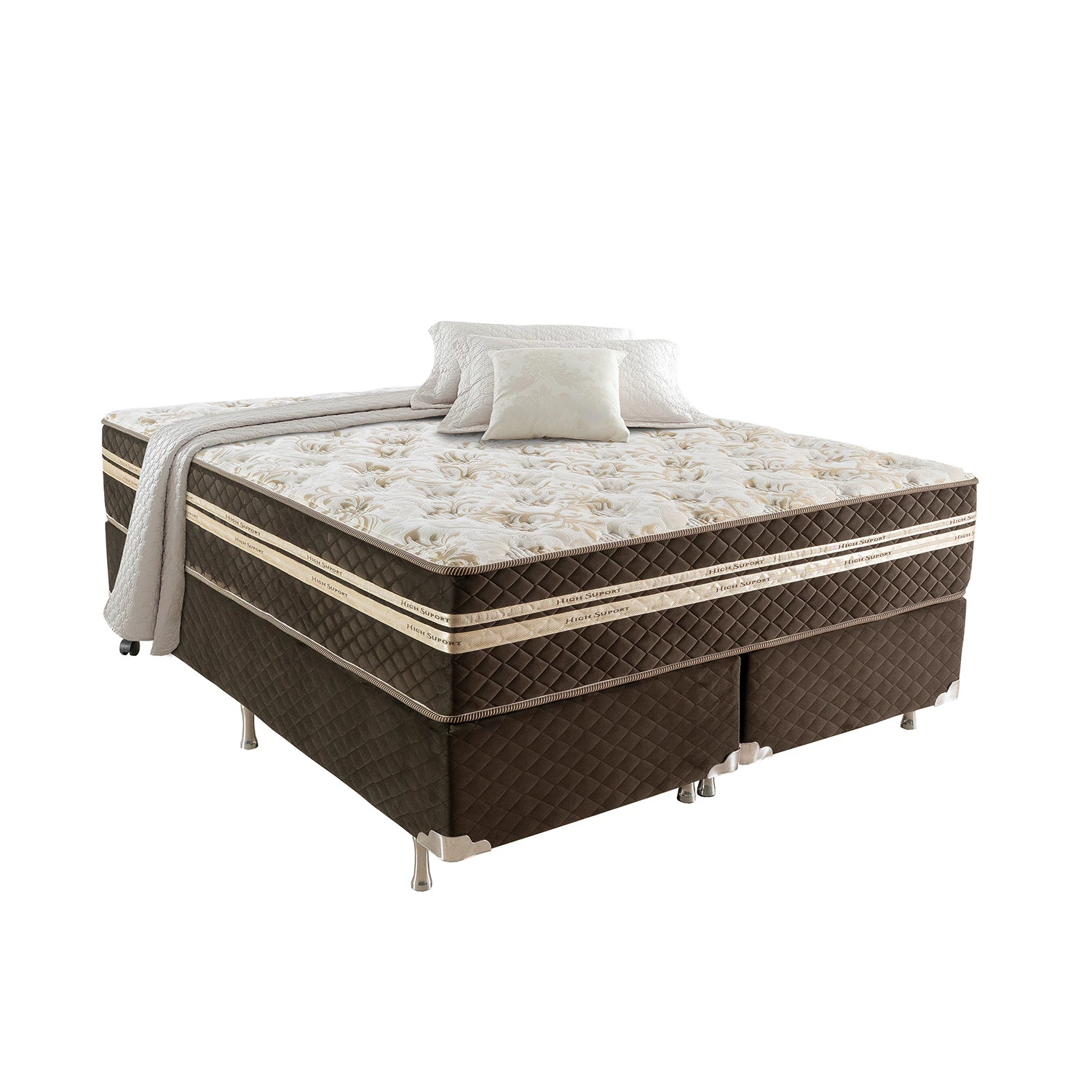 Conjunto Box Ortorelax com Molas, Vibro Massagem e Magnético 1,58x1,98m Queen