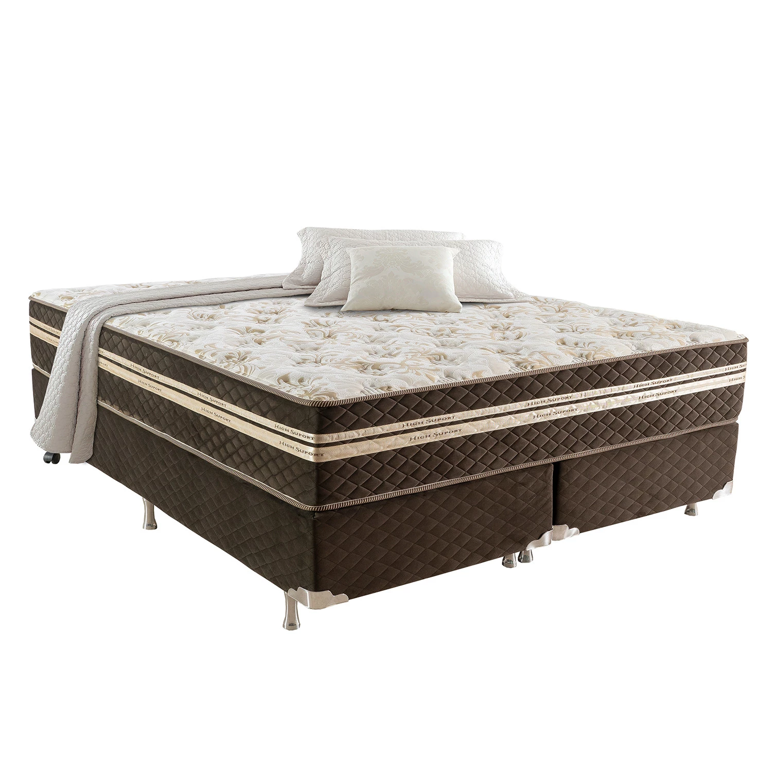 Conjunto Box Ortorelax com Molas, Vibro Massagem e Magnético 1,93x2,03m King