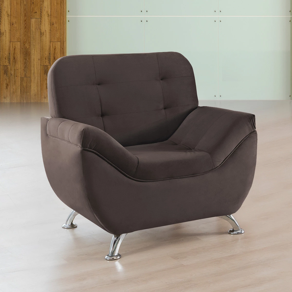 Poltrona Imperium 1,07m em Veludo Soft - Marrom