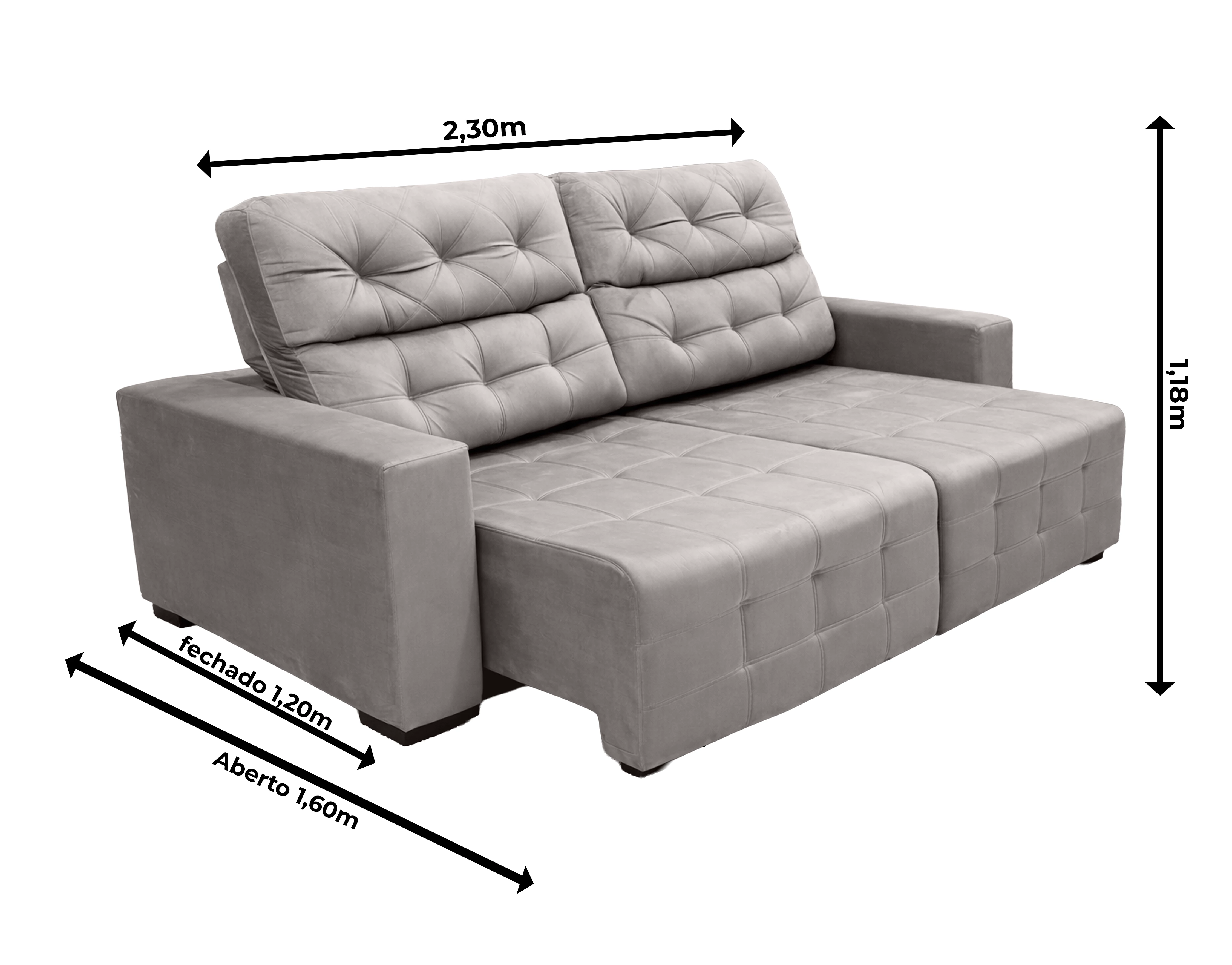 Sofá Retrátil e Reclinável Siena Super Pillow 2,30m - Sofisticato