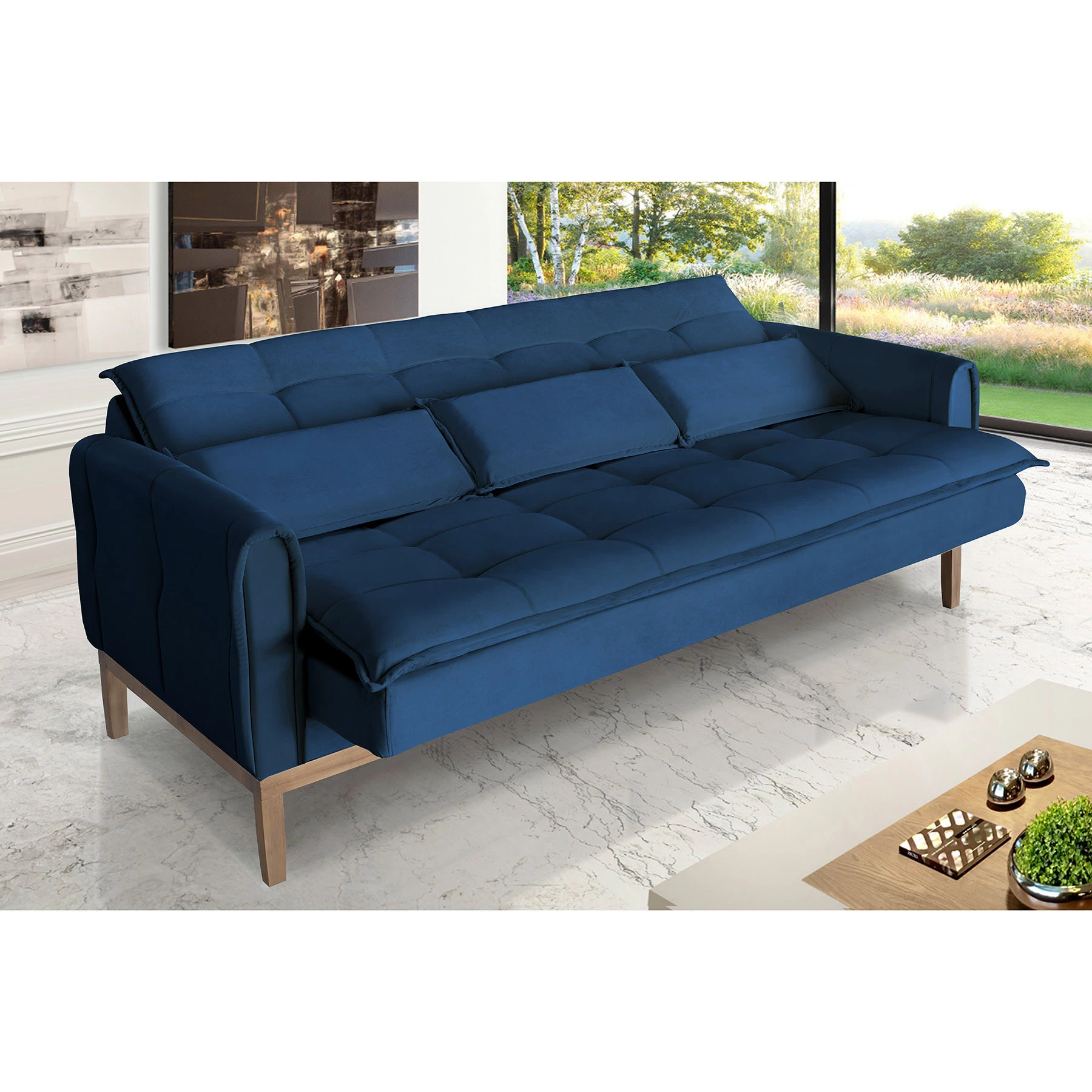 Sofá Cama Rivieira 2,00m - Azul