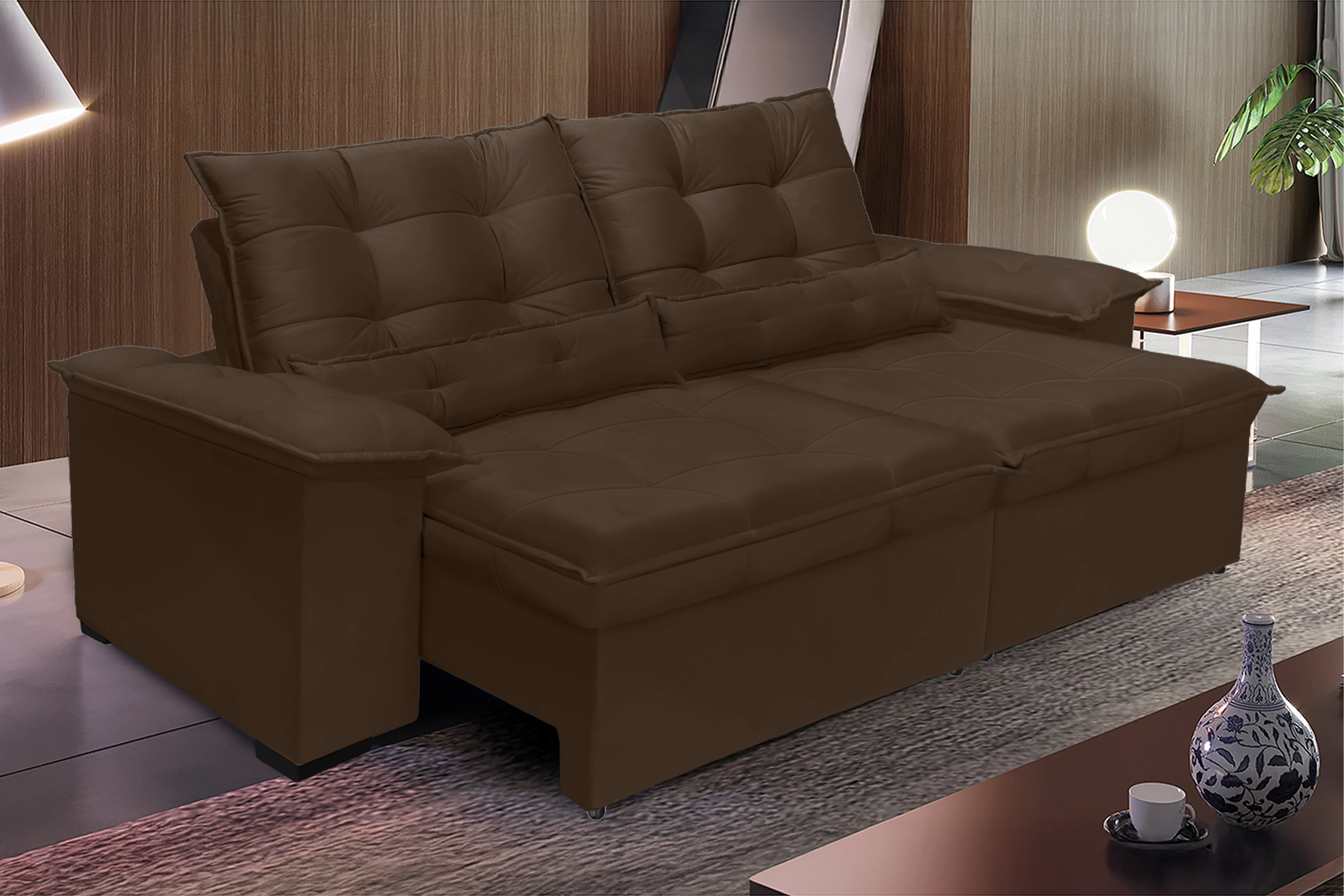Sofá Retrátil e Reclinável Aspen 2,00m - Marrom