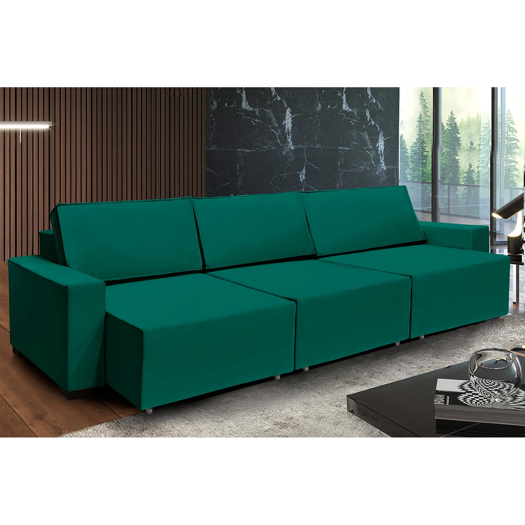 Sofá Dallas 3,40m Retrátil - Verde