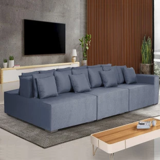 Sofá Ilha Versailles, encosto com regulagem manual 3,00 mt-azul