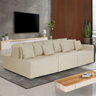 Sofá Ilha Versailles, encosto com regulagem manual 3,00 mt-bege