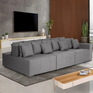 Sofá Ilha Versailles, encosto com regulagem manual 3,00 mt-grafite