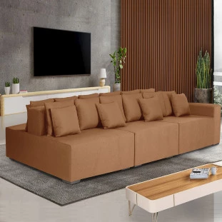 Sofá Ilha Versailles, encosto com regulagem manual 3,00 mt-terra cota