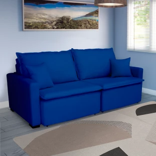 Sofá Cama Tóquio Com Almofadas Soltas 2,20m-azul
