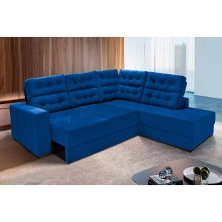 Sofá de Canto Retrátil e Reclinável Santorini 2,70x2,25m - Azul