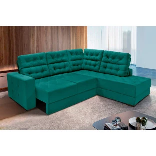 Sofá de Canto Retrátil e Reclinável Santorini 2,70x2,25m - Verde 