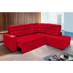 Sofá de Canto Retrátil e Reclinável Santorini 2,70x2,25m - Vermelho 