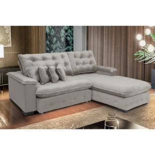 Sofá Berlin 2,65x1,70m com Chaise Super Pillow Top - Avelã