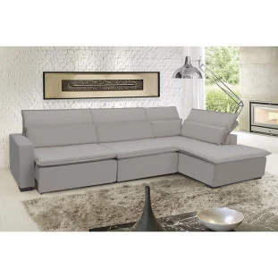 Sofá Istambul 3,80x2,10m Retrátil e Reclinável com Chaise - Avelã