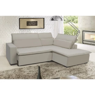 Sofá Istambul 2,60x2,10m Retrátil e Reclinável com Chaise - Bege