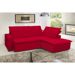 Sofá Istambul 2,60x1,90m Retrátil e Reclinável com Chaise - Vermelho