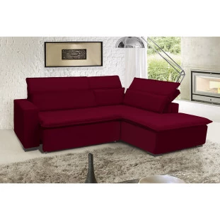 Sofá Istambul 2,60x1,90m Retrátil e Reclinável com Chaise - Vinho