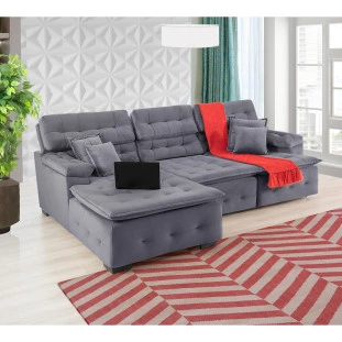 Sofá Orlando 2,80x2,10m com Chaise, Retrátil e Reclinável