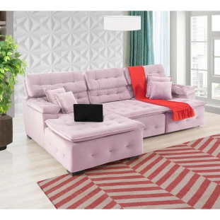 Sofá Orlando 2,80x1,50m com Chaise, Retrátil e Reclinável