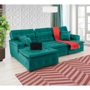 Sofá Orlando 2,80x1,70m com Chaise, Retrátil e Reclinável