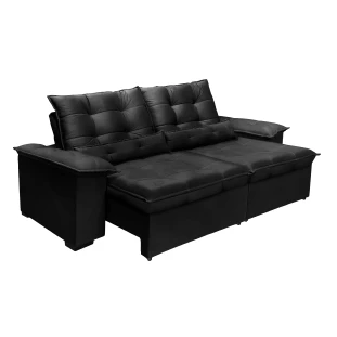 Sofá Retrátil e Reclinável Aspen 2,00m - Preto 