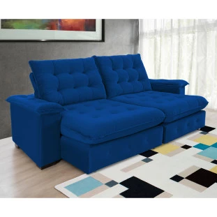 Sofá Coliseu 2,30m Retrátil e Reclinável Super Pillow - Azul