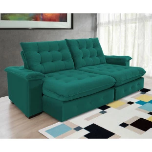 Sofá Coliseu 2,30m Retrátil e Reclinável Super Pillow - Verde