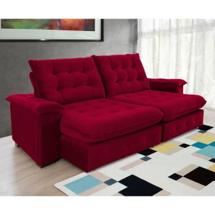 Sofá Coliseu 2,30m Retrátil e Reclinável Super Pillow - Vinho