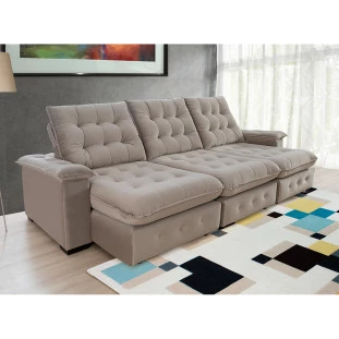 Sofá Coliseu Retrátil e Reclinável  2,90m Super Pillow - Avelã