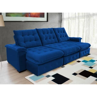 Sofá Retrátil e Reclinável Coliseu 2,90m Super Pillow - Azul