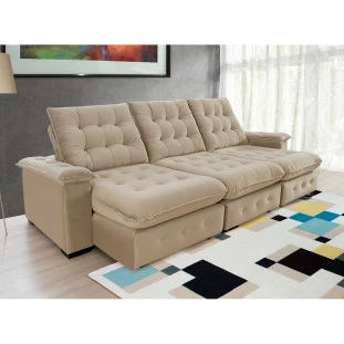 Sofá Retrátil e Reclinável 2,90m  Coliseu Super Pillow - Bege